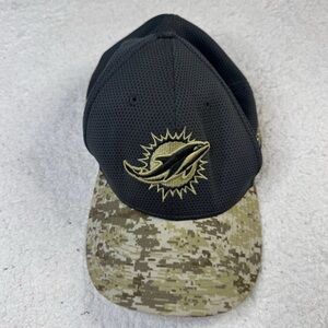 Miami Dolphins Hat Cap Fitted Mens M/L Military Salute To‎ Service NFL Camo